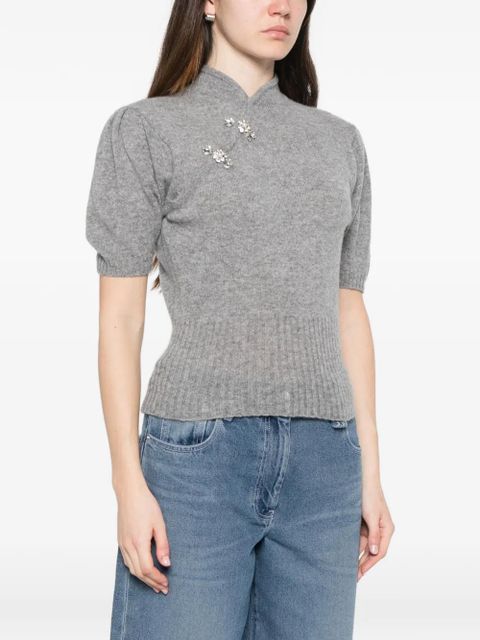 Simone Rocha embellishment puff-sleeves sweater - Grey