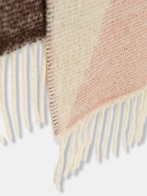 United Colors of Benetton szalik z dodatkiem wełny damski kolor beżowy wzorzysty 64G8DU024 - zdjęcie produktu nr 2