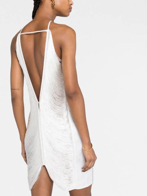 Cult Gaia Mara halterneck fringed minidress - White