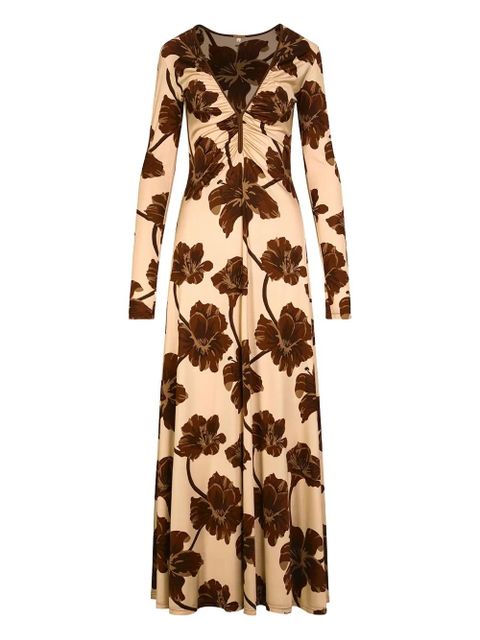 Johanna Ortiz floral-print long-sleeved day dress - Neutrals - zdjęcie produktu nr 1