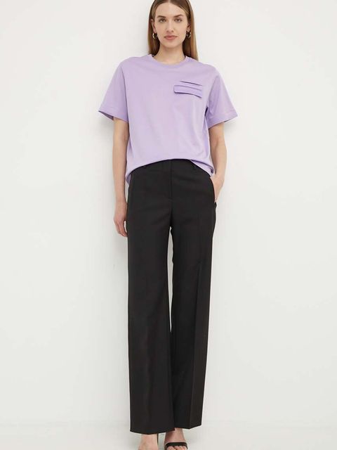 BOSS t-shirt bawełniany damski kolor fioletowy 50521741