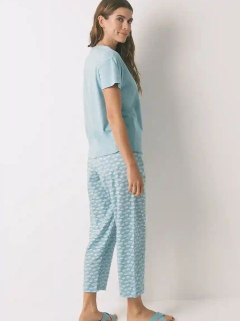 women'secret piżama bawełniana damska kolor turkusowy bawełniana 3132100