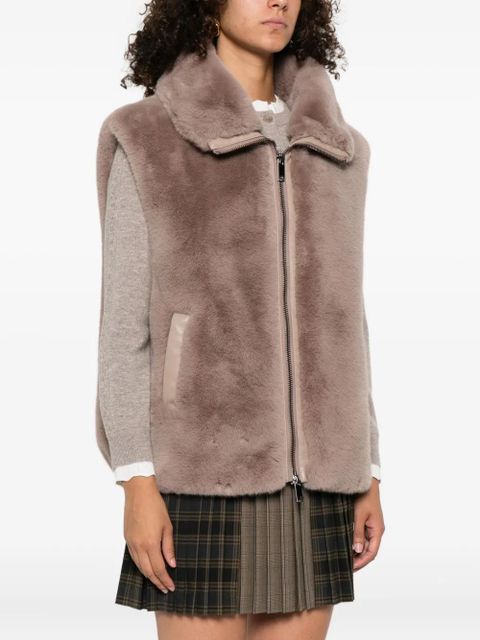 PINKO faux-fur zip-front vest - Neutrals