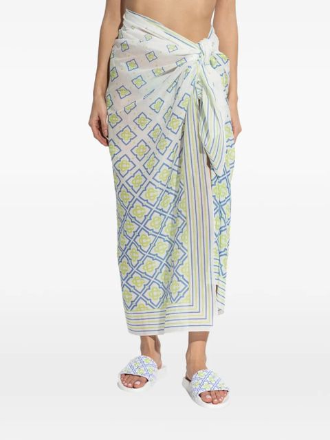 Casablanca monogram-print pareo - White