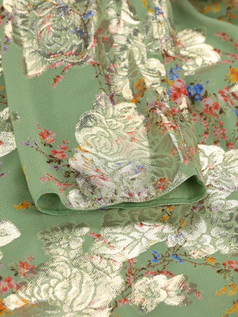 Valentino Garavani floral-brocade draped tunic top - Green