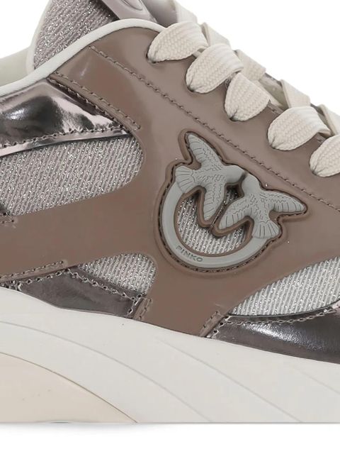 PINKO metallic-panel lace-up sneakers - Brown