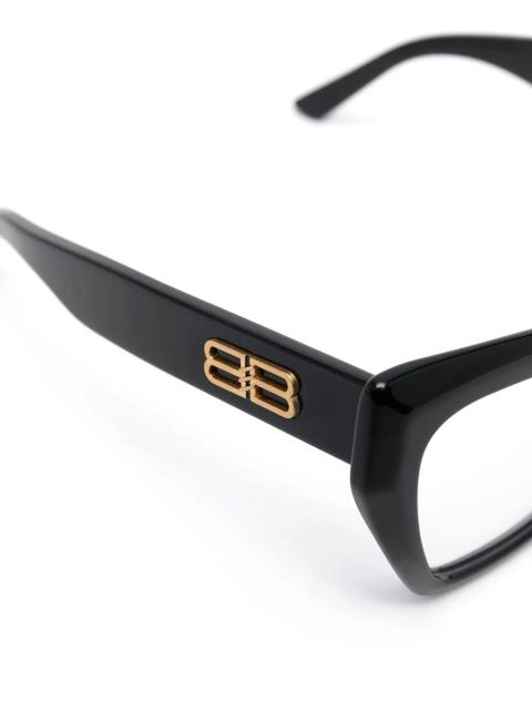 Balenciaga Eyewear logo-plaque square-frame glasses - Black