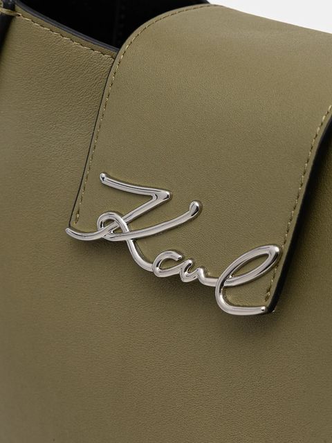Karl Lagerfeld torebka skórzana K/SIGNATURE kolor zielony A1W30434
