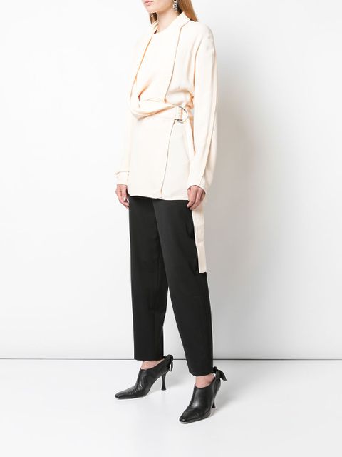 Proenza Schouler crepe long sleeve wrap top - Orange