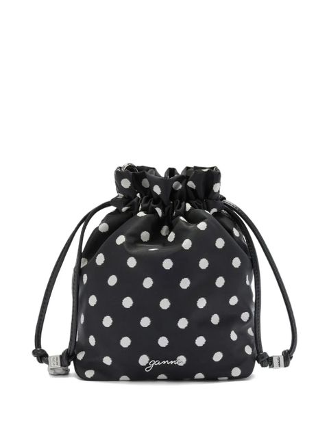 GANNI polka dot drawstring bucket bag - Black - zdjęcie produktu nr 2