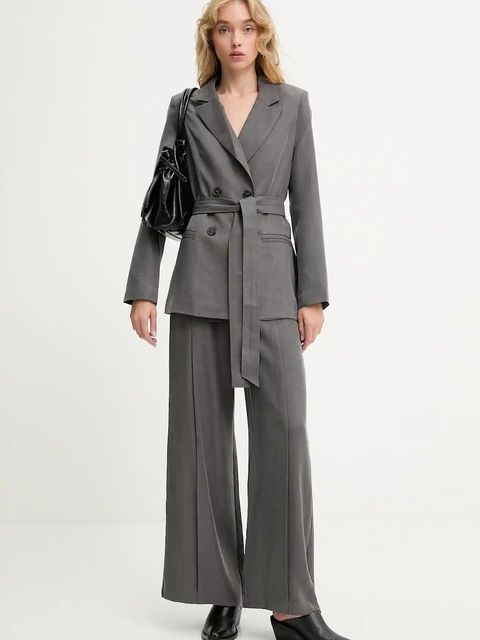 Answear.LAB marynarka kolor szary dwurzędowa gładka