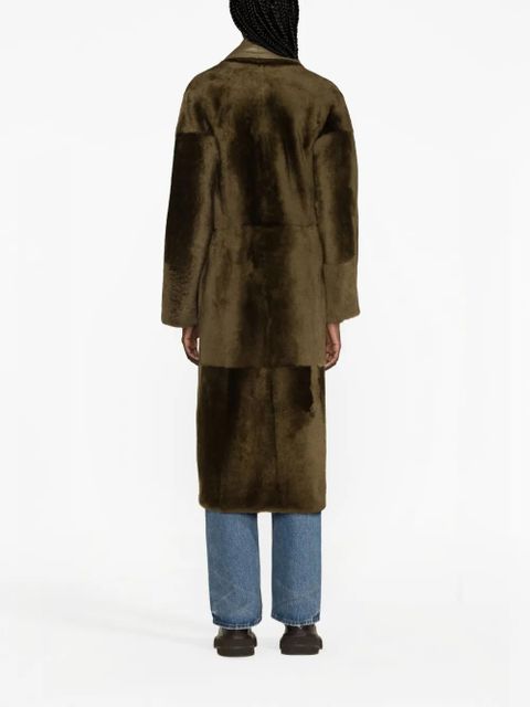 Yves Salomon belted leather coat - Green