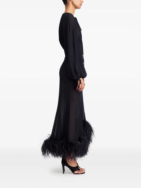 16Arlington Davis feather-trim midi dress - Black - zdjęcie produktu nr 2