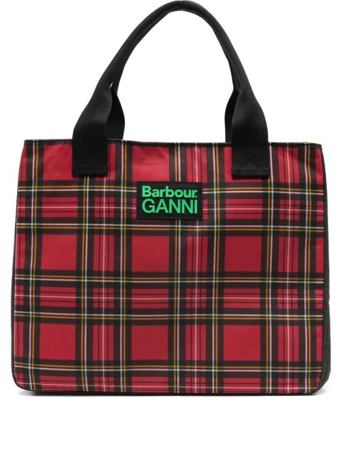 Barbour tartan logo-detail tote bag - Red - zdjęcie produktu nr 1