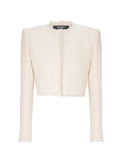 Balmain Spencer tweed cropped jacket - Neutrals - zdjęcie produktu nr 1