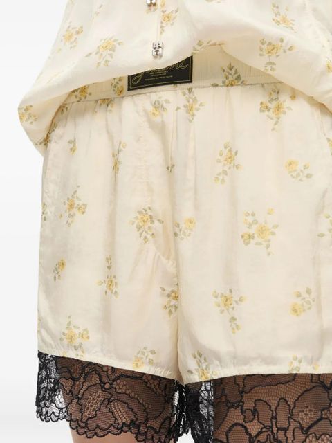 GANNI floral-print shorts - Neutrals