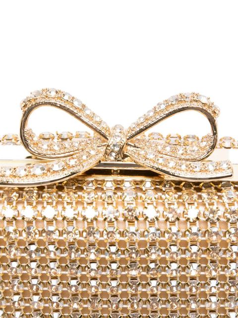 Self-Portrait crystal-embellished bow-detail mini bag - Yellow