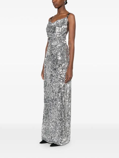 Coperni sequin-embellished maxi dress - Silver