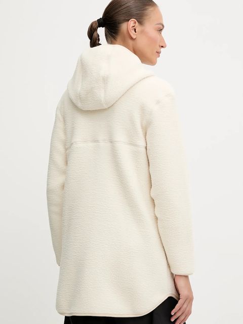 Helly Hansen bluza polarowa MAUD PILE kolor beżowy z kapturem gładka 54623