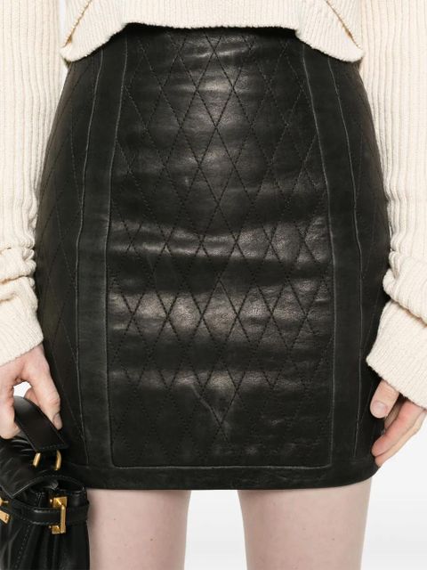 Balmain quilted leather mini skirt - Black