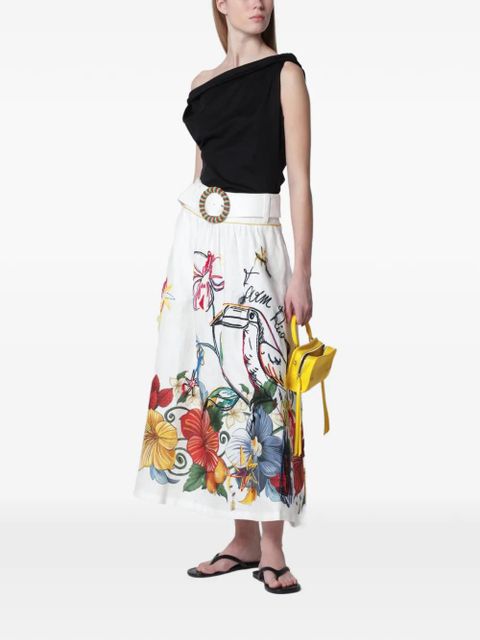 FARM Rio belted floral-print maxi skirt - White - zdjęcie produktu nr 2