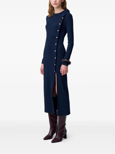 Claudie Pierlot tie-neck button-detail dress - Blue