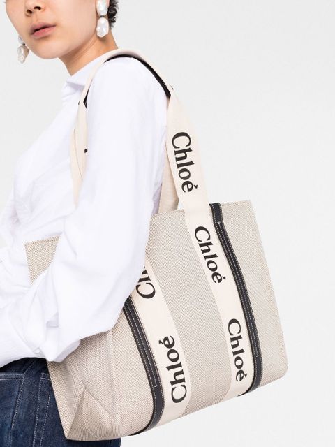 Chloé Woody tote bag - Neutrals