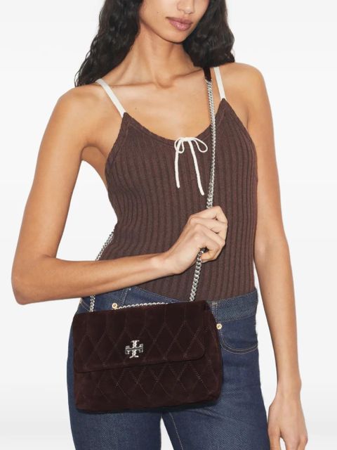 Tory Burch Kira quilt suede small convertible shoulder bag - Brown - zdjęcie produktu nr 2