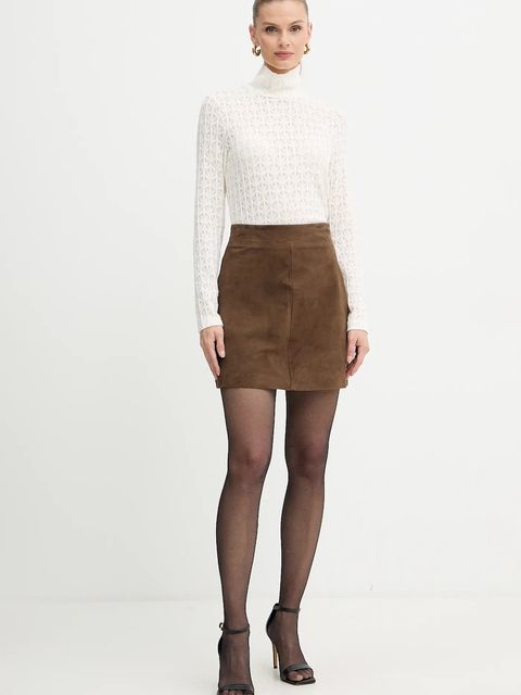 Pinko sweter damski kolor beżowy lekki z półgolfem 105979 A2YI