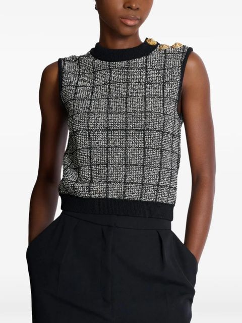 Balmain side-button tweed top - Grey - zdjęcie produktu nr 2