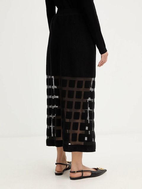 Liviana Conti spódnica wełniana kolor czarny midi rozkloszowana L5WA78