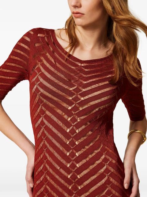 TWINSET chevron knitted dress - Red