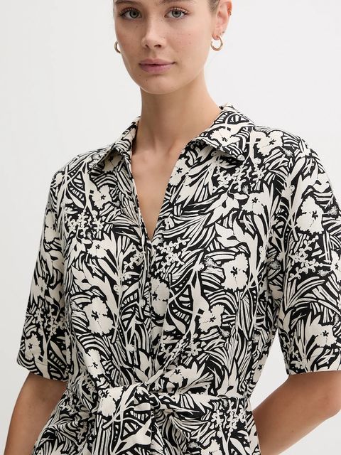 Tommy Hilfiger sukienka lniana kolor czarny mini rozkloszowana WW0WW45836