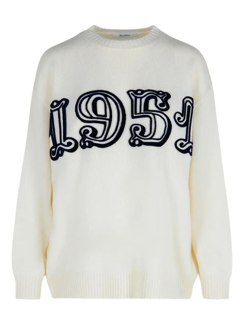 Max Mara logo-embellishment crew-neck sweater - White - zdjęcie produktu nr 1