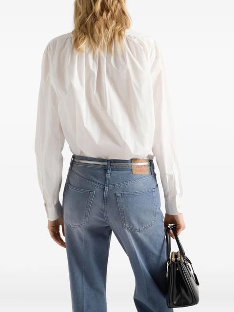 Prada logo-embroidered cotton shirt - White