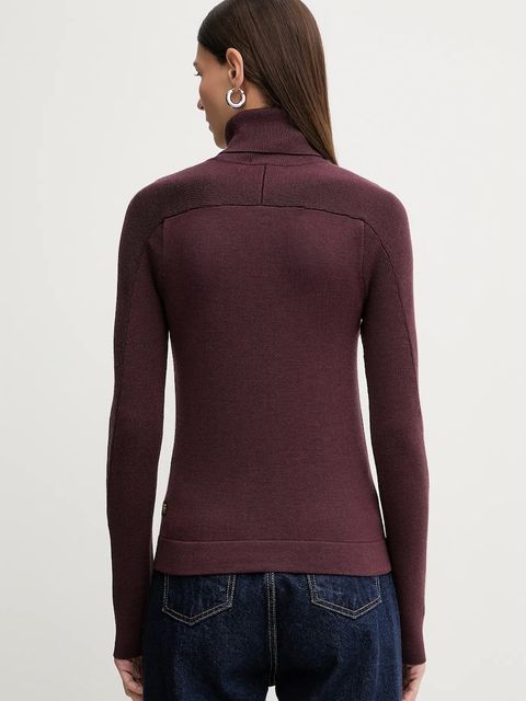 G-Star sweter wełniany 0 damski kolor bordowy lekki z golfem D27713.B692 - zdjęcie produktu nr 2