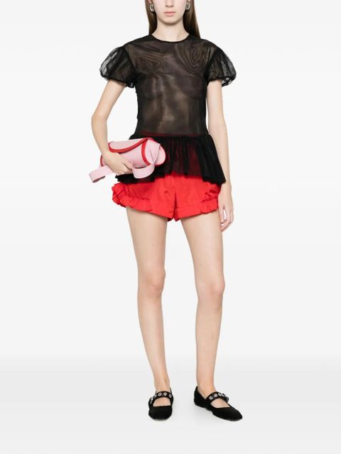 Simone Rocha ruffled puff-sleeve top - Black - zdjęcie produktu nr 2