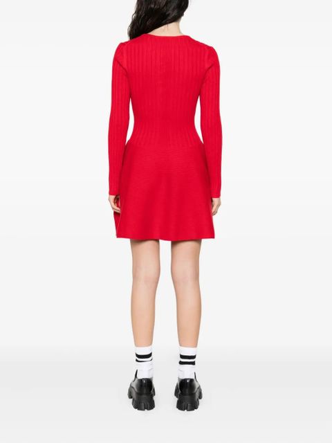 Maje button-front ribbed dress - Red