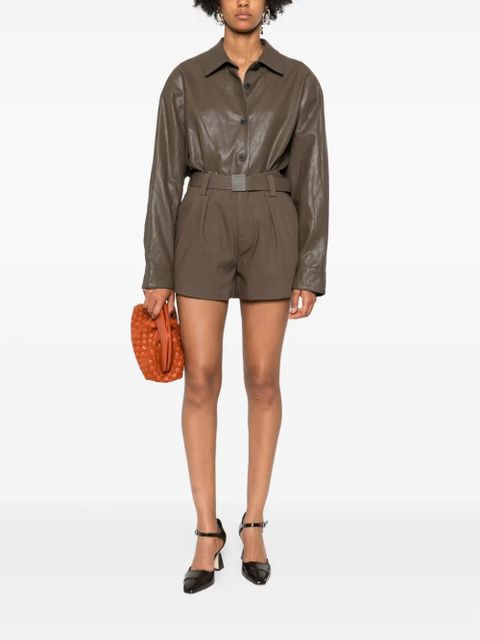 Eleh button-down leather shirt jacket - Brown - zdjęcie produktu nr 2