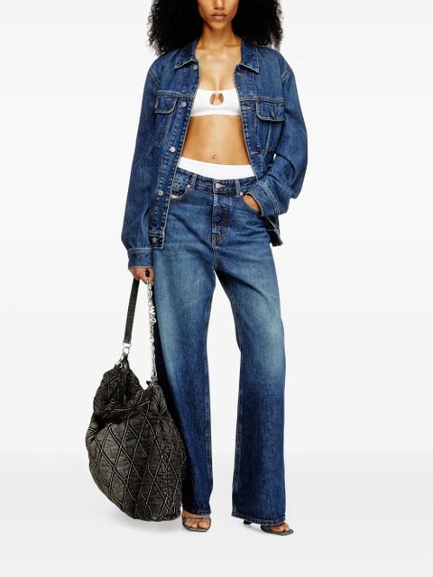 Diesel Ufsb Oval D-Rib cotton bra - White