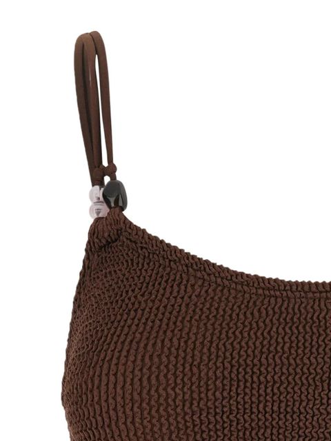 Hunza G Cassie bead-embellished crinkle-effect bikini - Brown