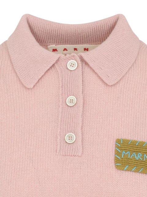 Marni button logo-appliqué polo top - Pink