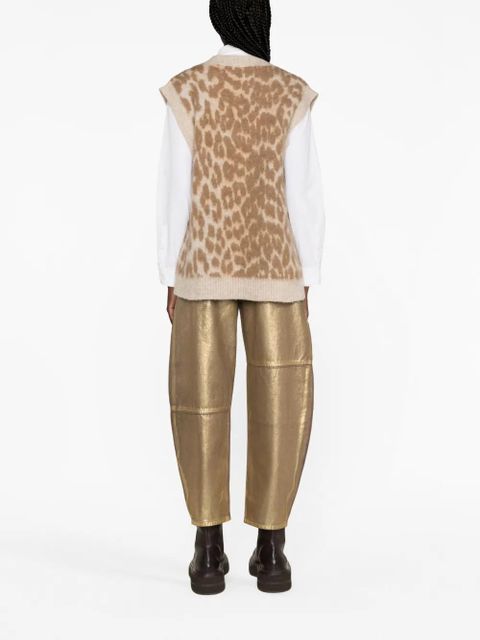 GANNI leopard-jacquard vest - Neutrals - zdjęcie produktu nr 2