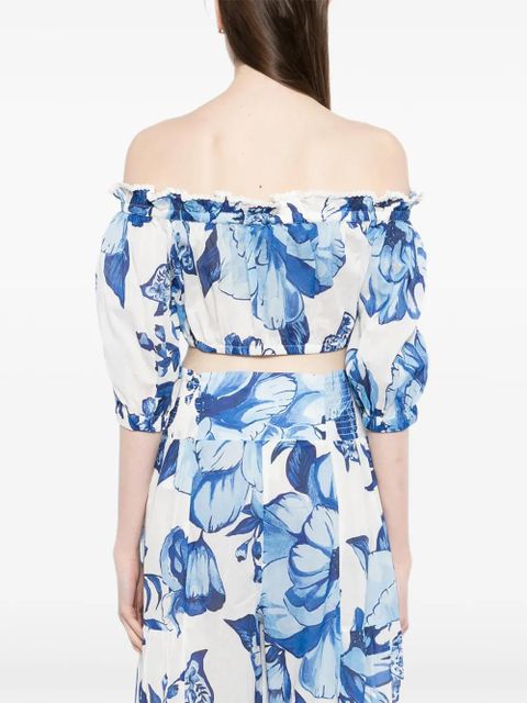 FARM Rio floral print crop top - Blue