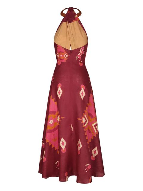 Johanna Ortiz halter-neck geometric-print dress - Red - zdjęcie produktu nr 2