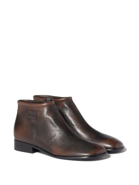 Miu Miu logo-detail leather boots - Brown - zdjęcie produktu nr 2