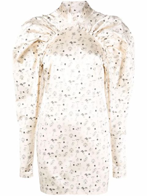 ROTATE BIRGER CHRISTENSEN Kim puff-sleeve dress - Neutrals - zdjęcie produktu nr 1