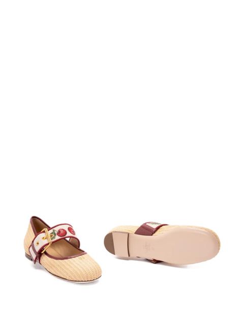 Valentino Garavani Bribri floral-embroidered ballet flats - Neutrals