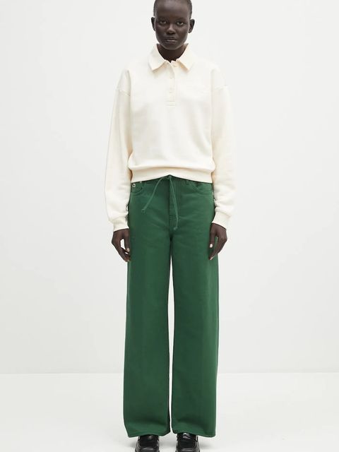 Lacoste bluza bawełniana damska kolor beżowy gładka SF0351