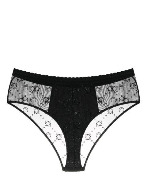 Marine Serre Moonogram-flocked mesh briefs - Black - zdjęcie produktu nr 2